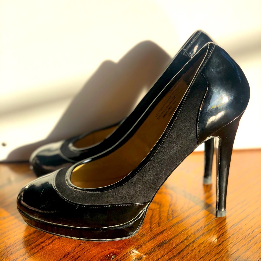 Leather and Suede Black Heels